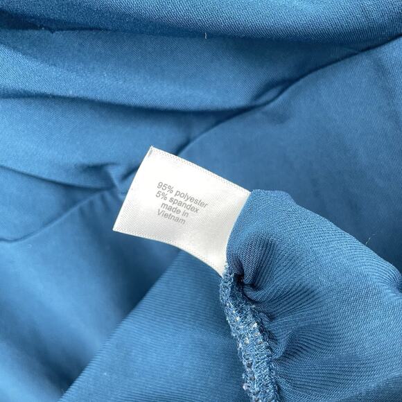 Lane Bryant Women's 2X 18/20 Teal Blue Faux Wrap Top Career Business Stretch - Picture 5 of 10